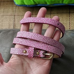 Loft pink purple w/white polka dot skinny belt S